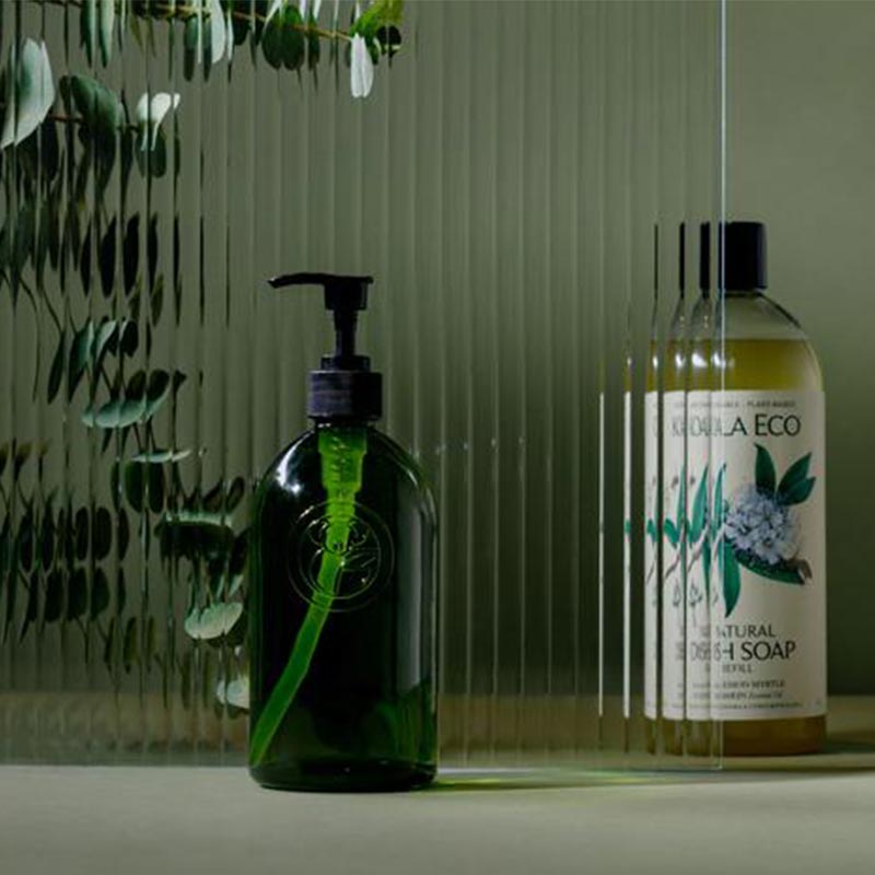 Koala Eco Apothecary Glass Bottle Jade Green with Pump 500ml product image 2
