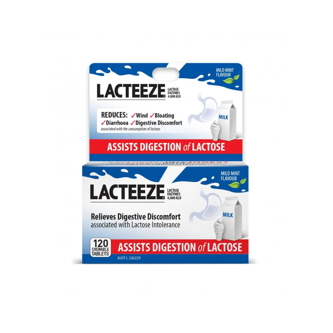 Lacteeze Mint Flavour 120 Chewable Tablets
