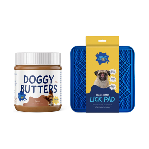 Doggylicious Dog Enrichment Bundle (Lick Pad + Carob Butter) product packshot