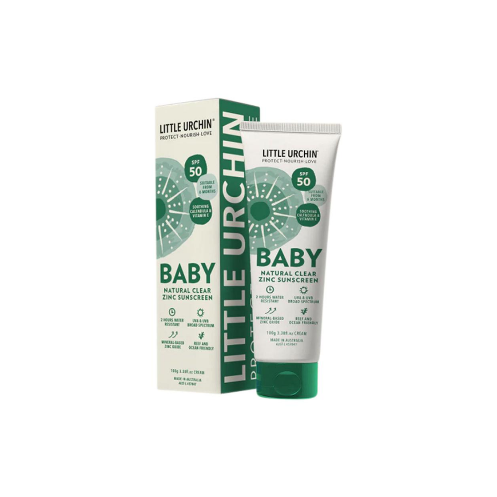 Little Urchin Natural Baby Sunscreen Clear Zinc SPF 50 100g