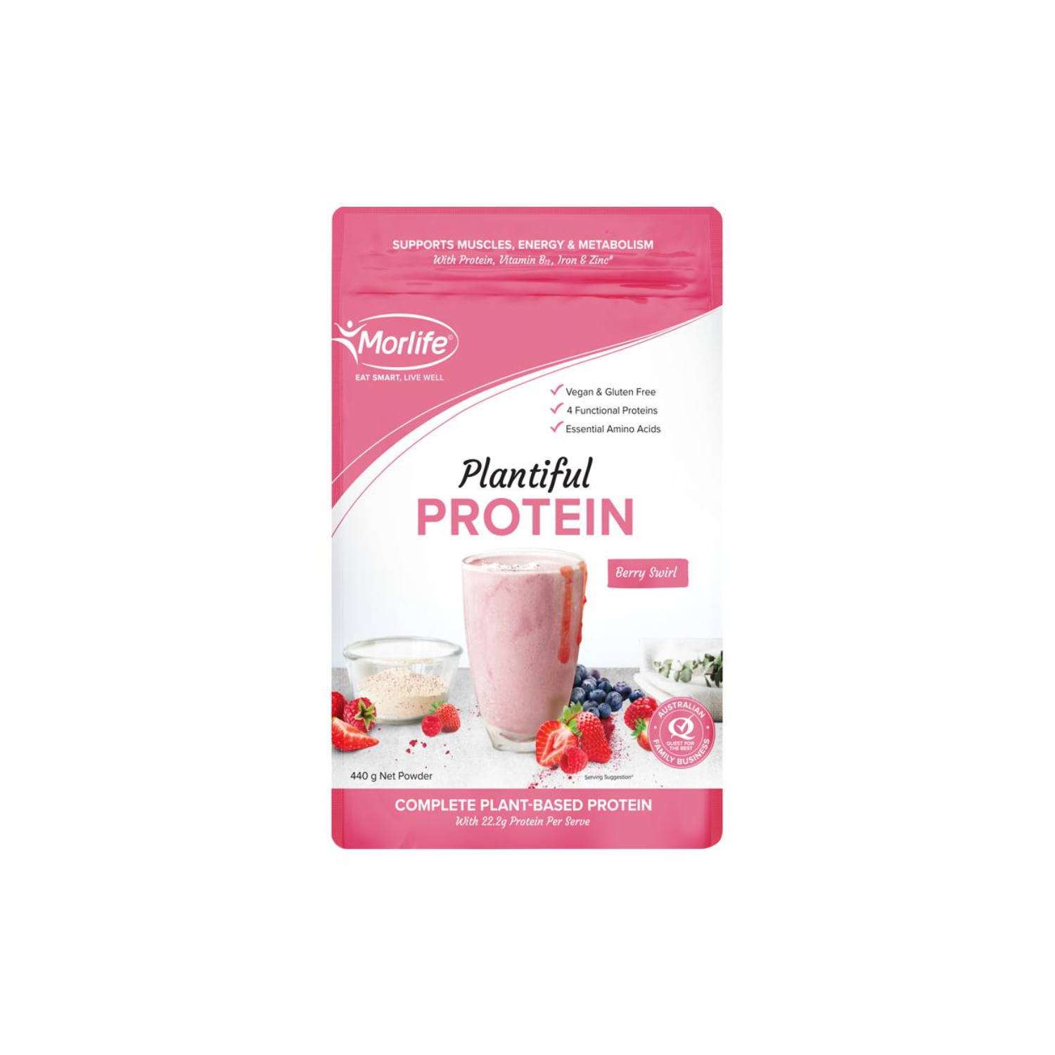 Morlife Plantiful Protein Berry Swirl 440g product image