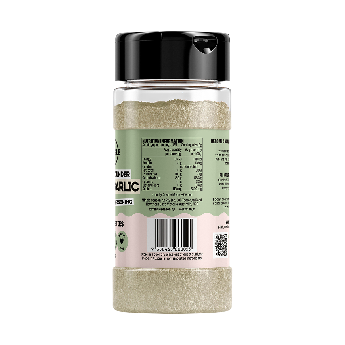 Mingle Dill & Garlic All Natural Seasoning ingredients, directions and barcode label