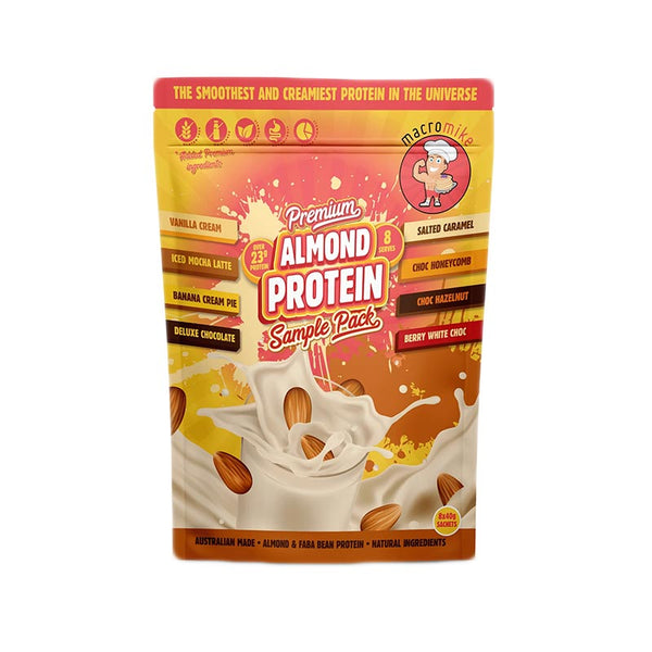 Macro Mike Premium Almond Protein Sample Bag 8 x 40g