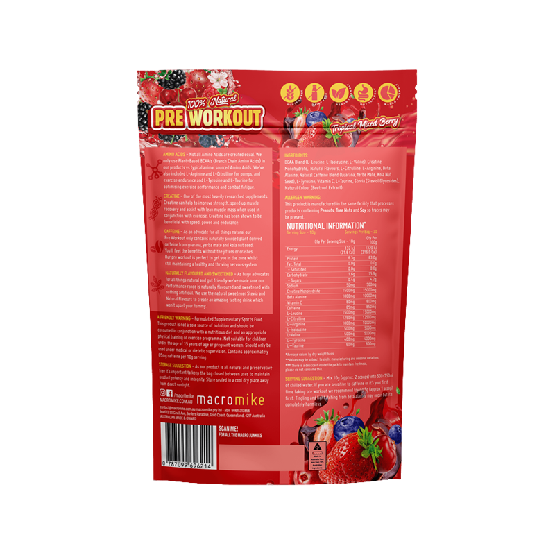 Macro Mike V2 Mixed Berry Pre-Workout 300g product image 2