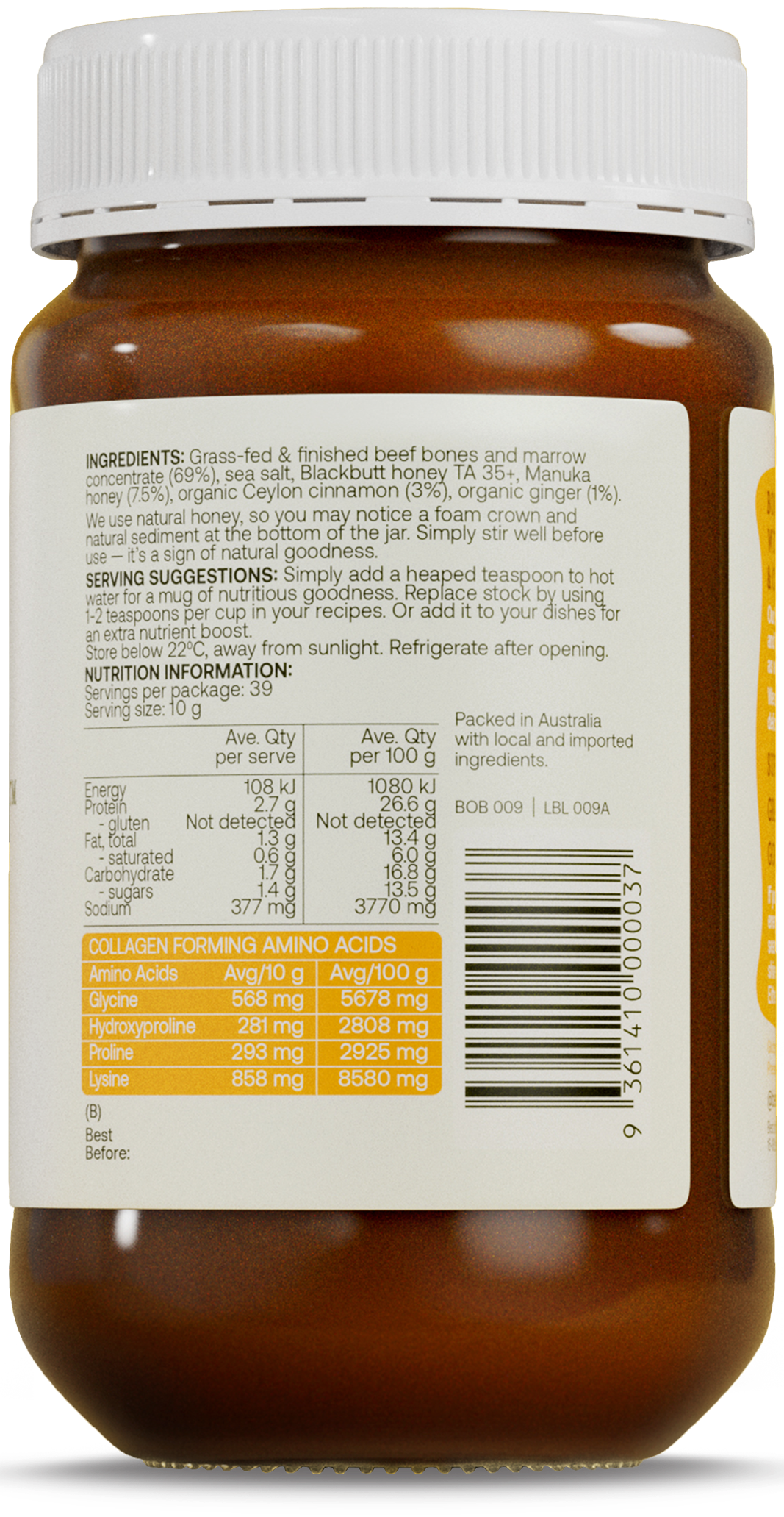 Best of the Bone Bone Broth Beef Concentrate With Manuka Honey Ginger Cinnamon 390g gallery image 5