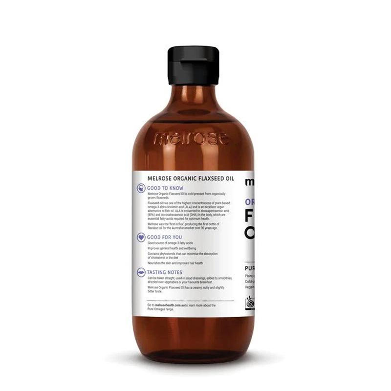 Melrose Australian Flaxseed Oil 500ml back label
