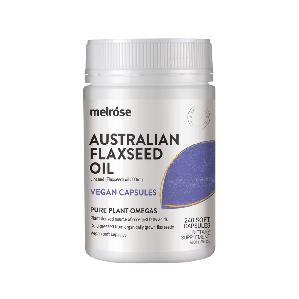 Melrose Australian Flaxseed Oil 240 Vegan Capsules front pack