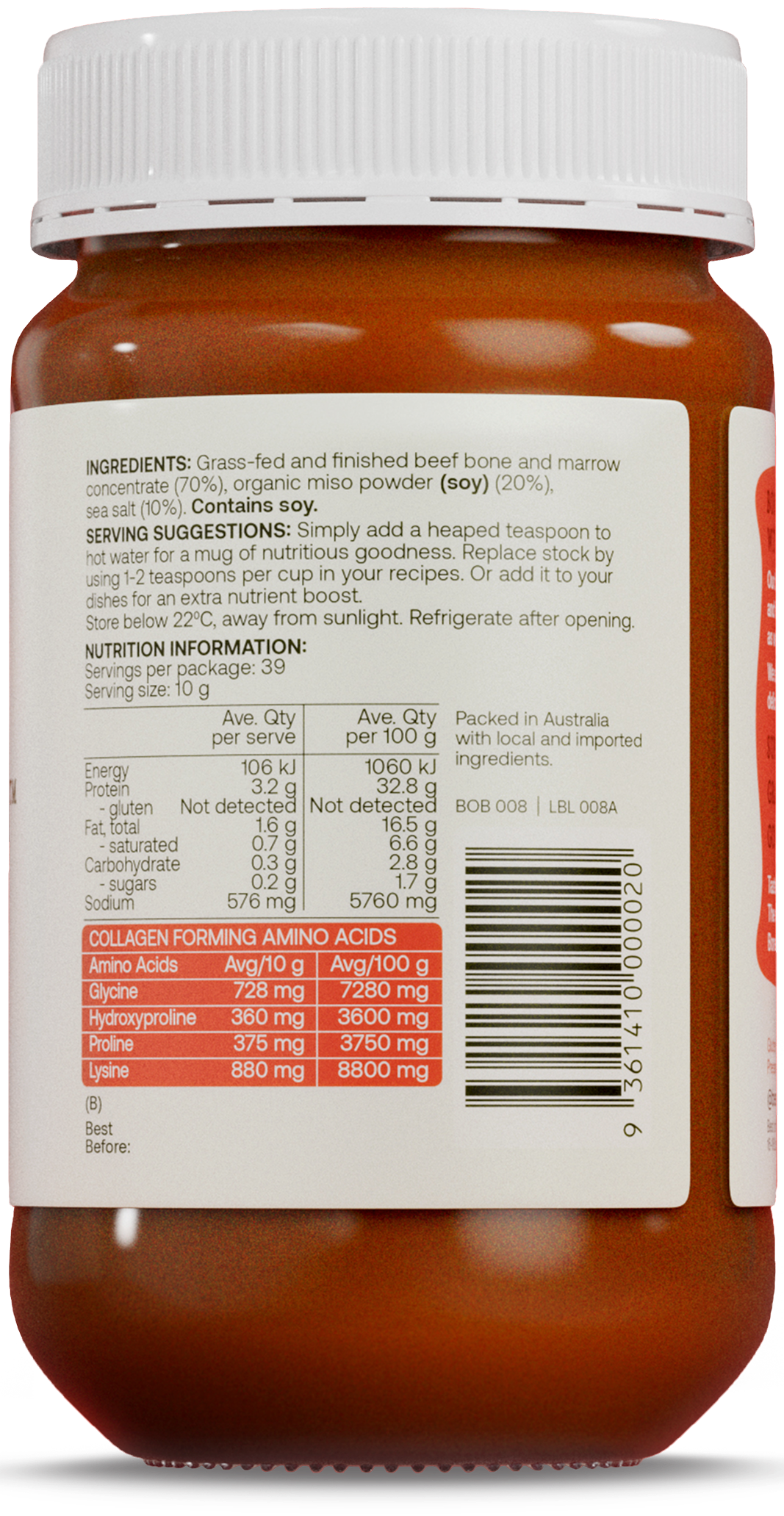 Best of the Bone Bone Broth Beef Concentrate Organic Miso 390g gallery image 5