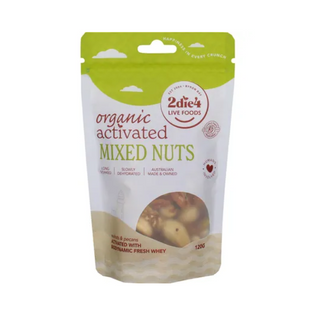 2die4 Live Foods Organic Activated Mixed Nuts with Fresh Whey 120g front pack
