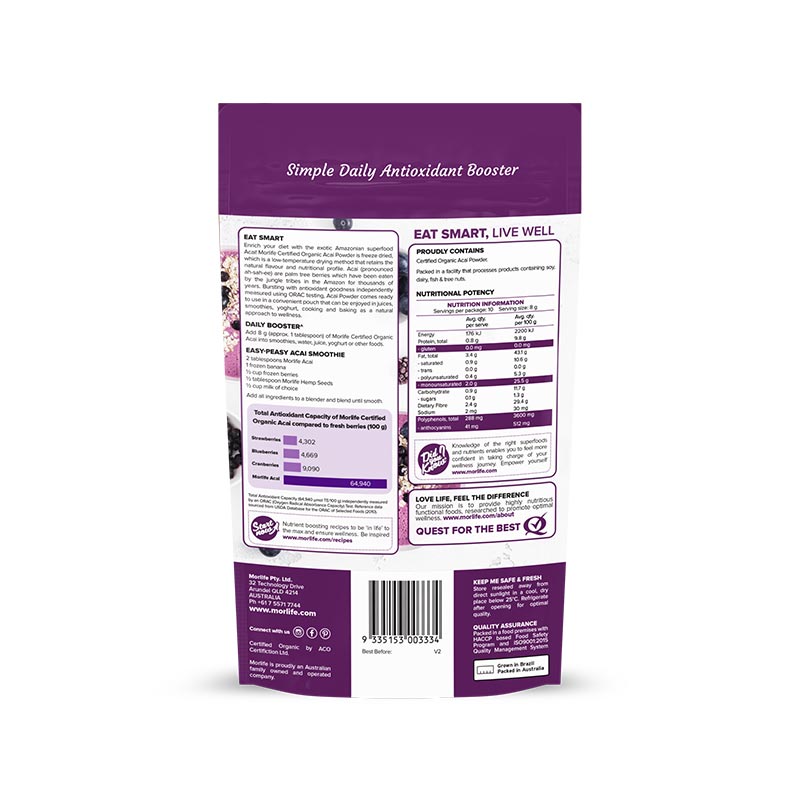 Morlife Acai Powder Certified Organic 80g additional product image 2