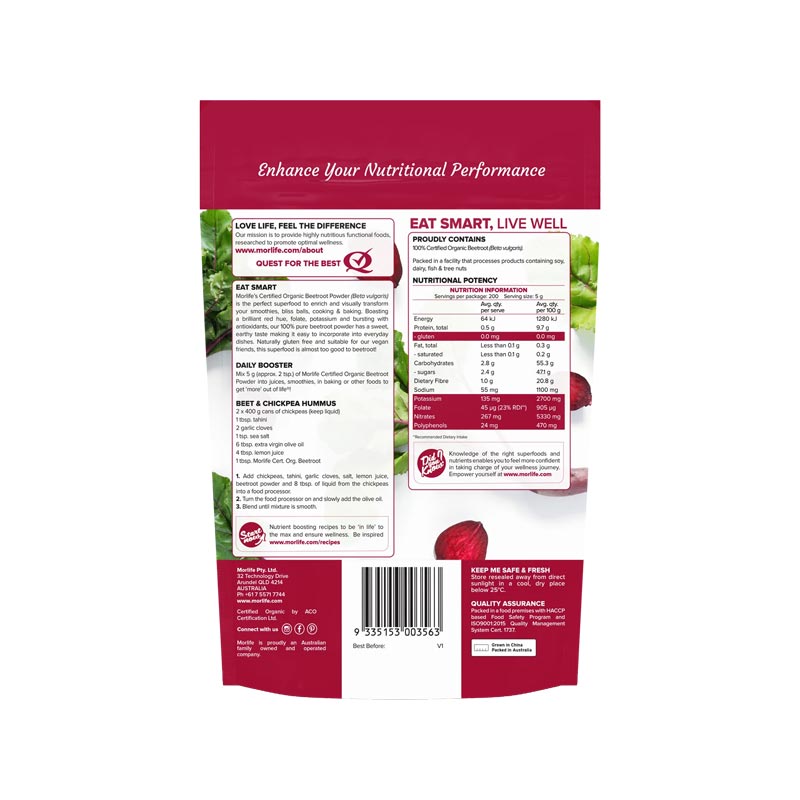 Morlife Beetroot Powder Certified Organic additional product image 3
