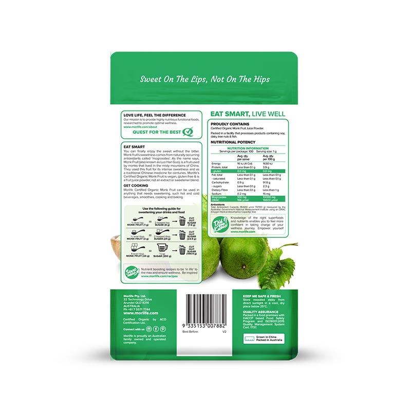 Morlife Certified Organic Monk Fruit 100g additional product image 2