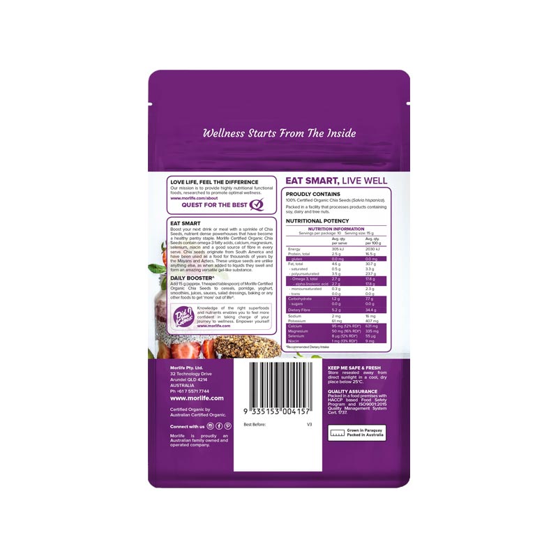 Morlife Chia Seeds Certified Organic additional product image 6