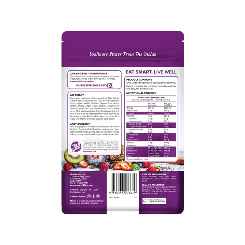 Morlife Chia Seeds Certified Organic additional product image 4