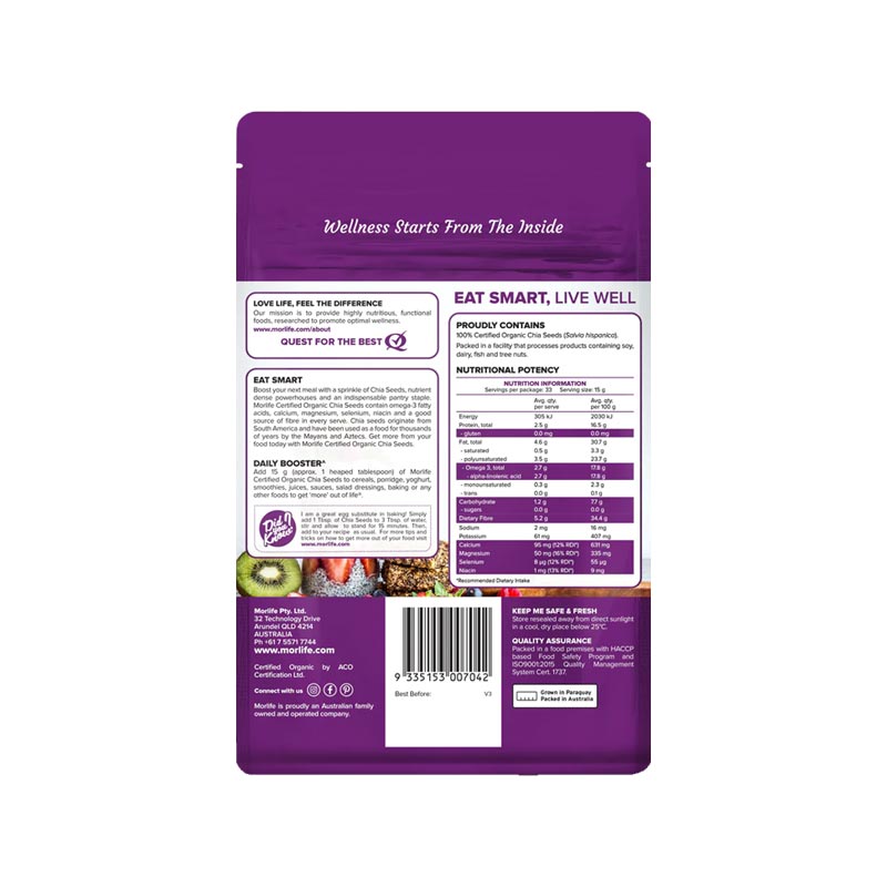 Morlife Chia Seeds Certified Organic additional product image 5