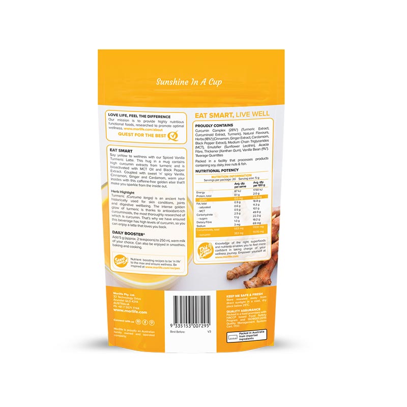 Morlife Spiced Vanilla Turmeric Latte 100g additional product image 2