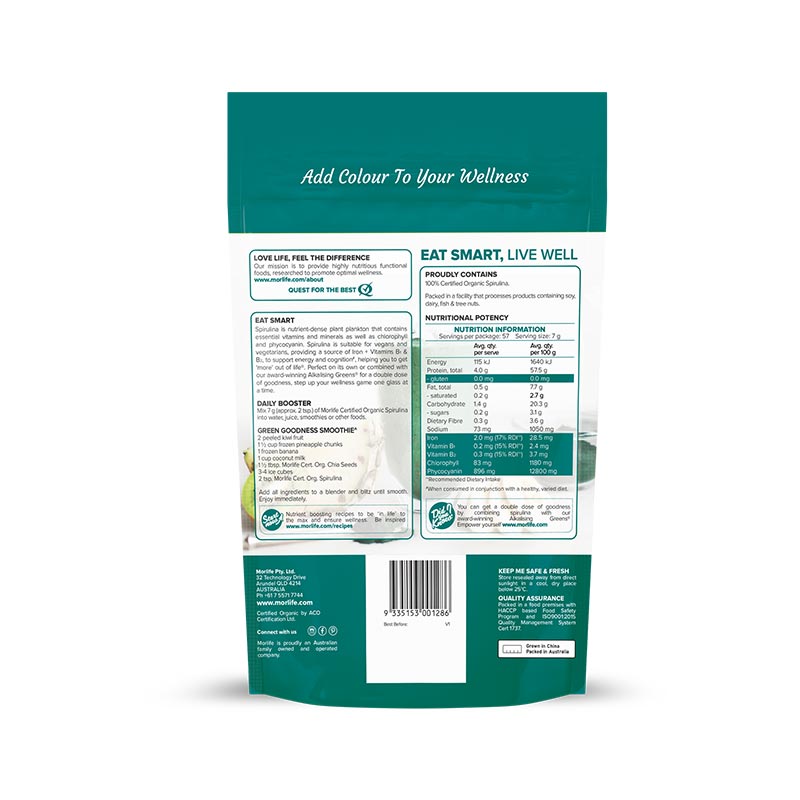 Morlife Spirulina Powder Certified Organic additional product image 2