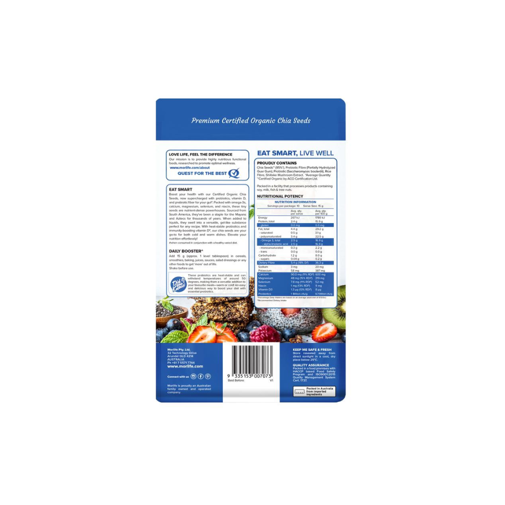 Morlife Chia Seeds + Probiotic & Vitamin D 150g