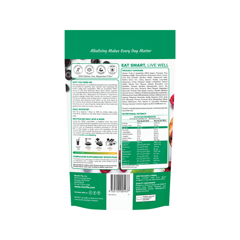 Morlife Alkalising Greens® Berry Burst 200g additional product image 2