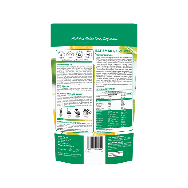 Morlife Alkalising Greens® Citrus Twist 200g additional product image 2