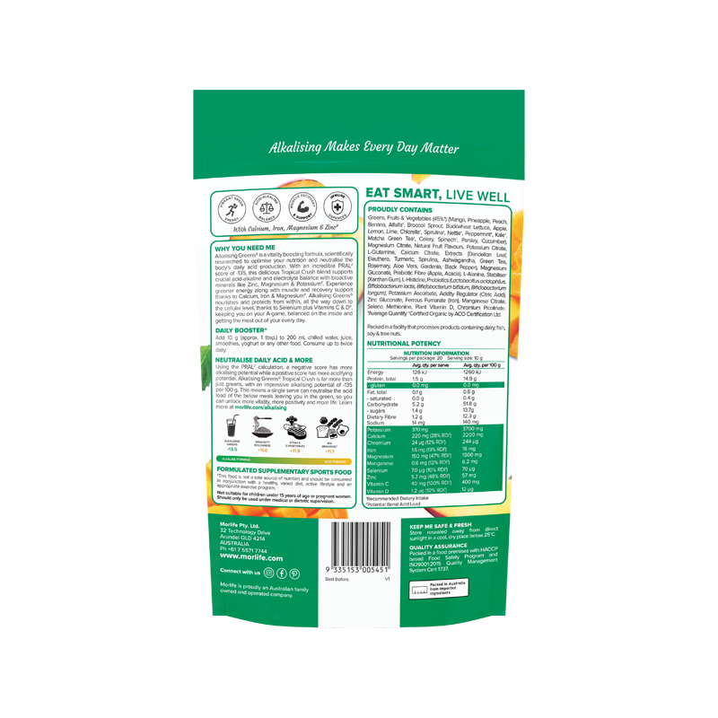 Morlife Alkalising Greens® Tropical Crush 200g additional product image 2