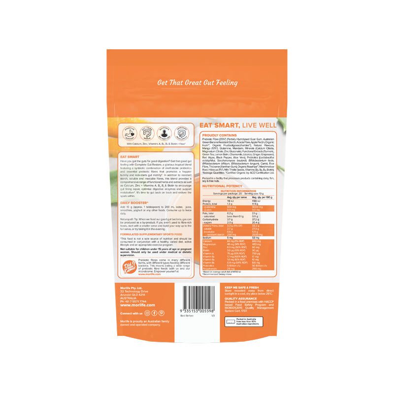 Morlife Complete Gut Restore Tropical Mango 200g additional product image 2