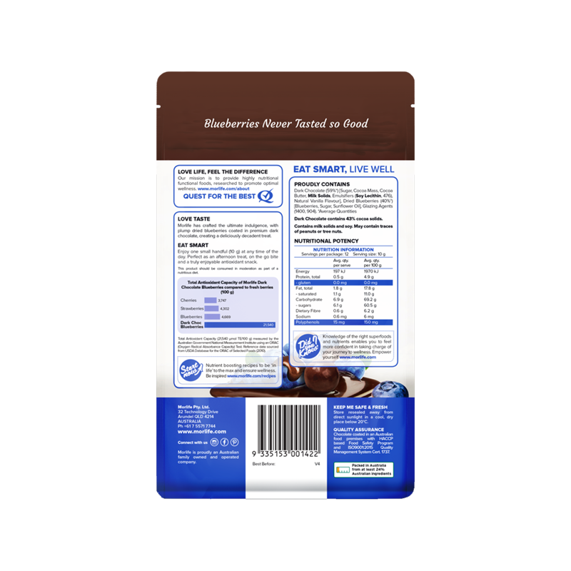 Morlife Dark Chocolate Blueberries