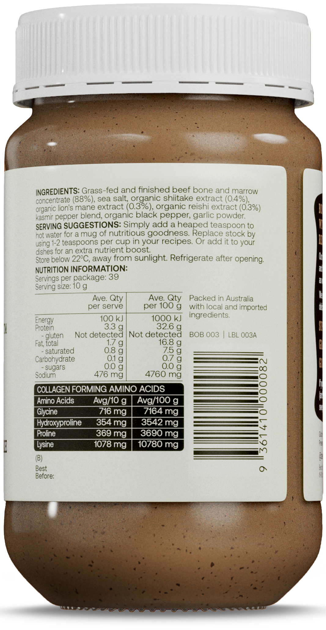 Best of the Bone Bone Broth Beef Concentrate Healing Mushrooms Organic Lions Mane Reishi Shiitake 390g gallery image 3