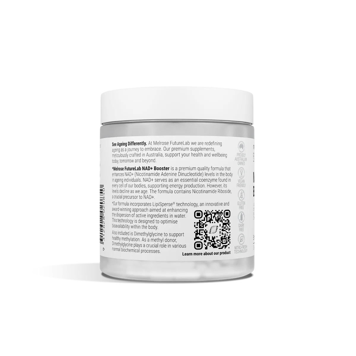 Melrose FutureLab NAD+ Booster 30 Capsules back label