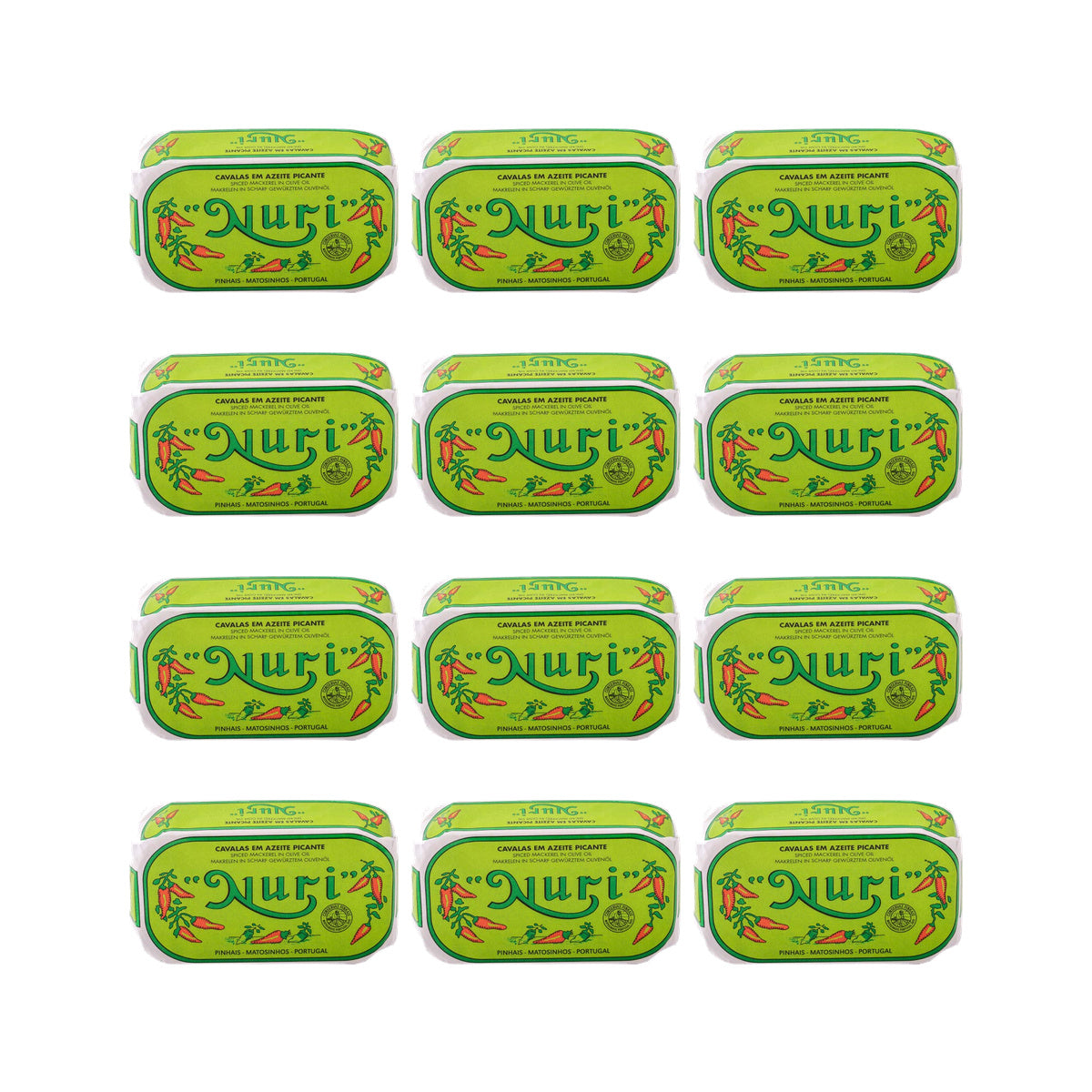 Nuri Spiced Mackerel in Olive Oil 125g — 12 matching tins