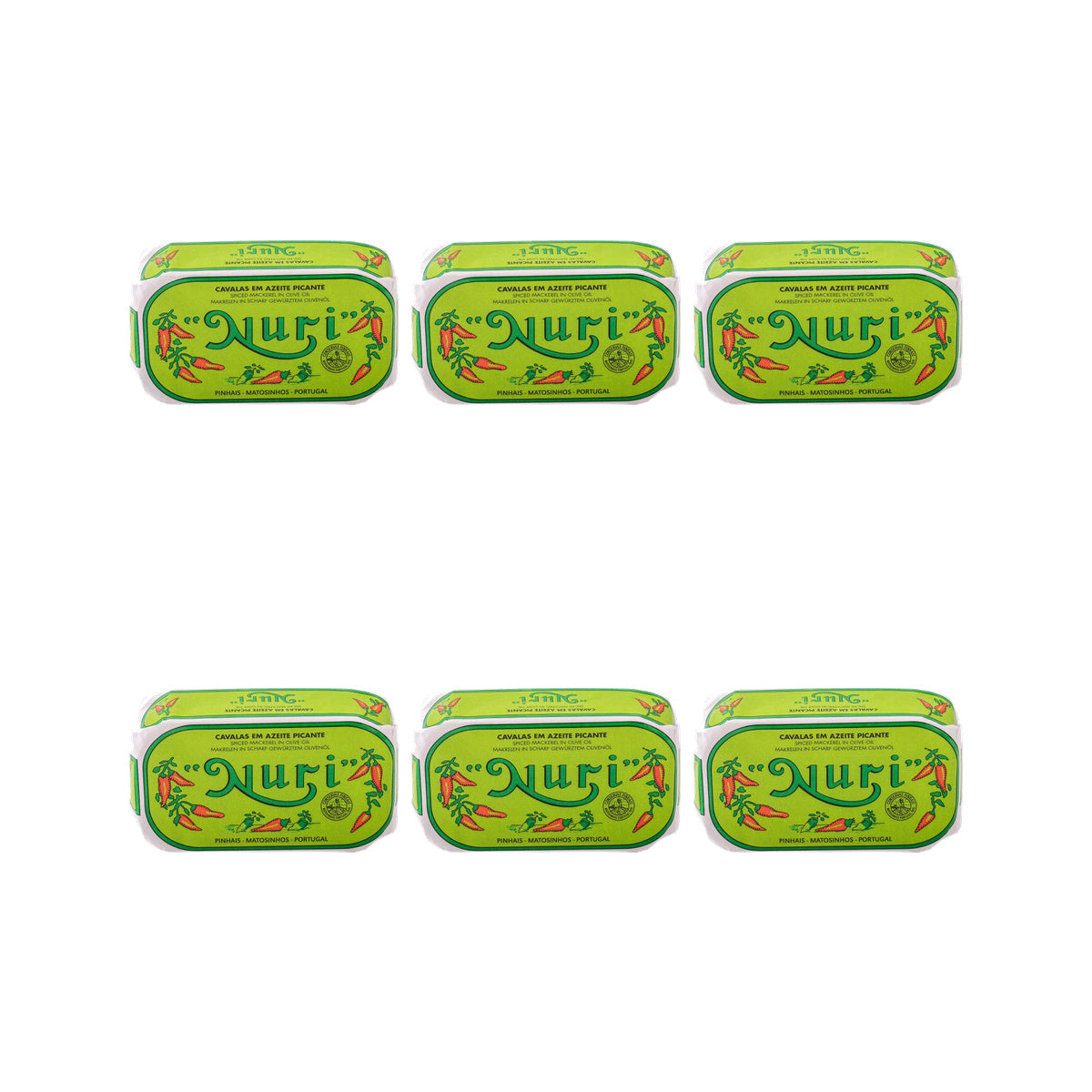 Nuri Spiced Mackerel in Olive Oil 125g — 6 matching tins