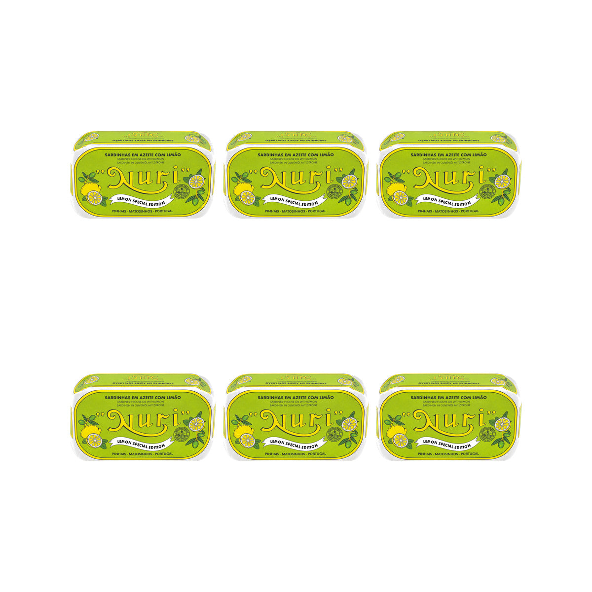 Nuri Sardines in Olive Oil with Lemon 125g — 6 matching tins