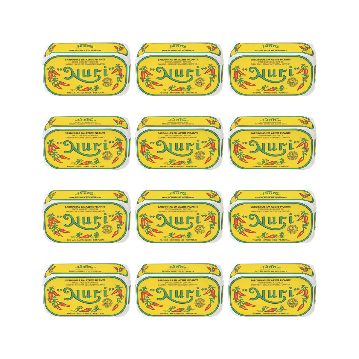 Nuri Spiced Sardines in Olive Oil 125g — 12 matching tins
