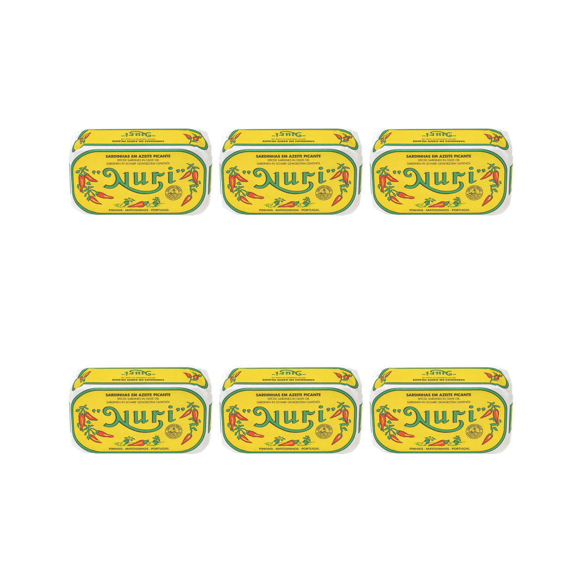 Nuri Spiced Sardines in Olive Oil 125g — 6 matching tins