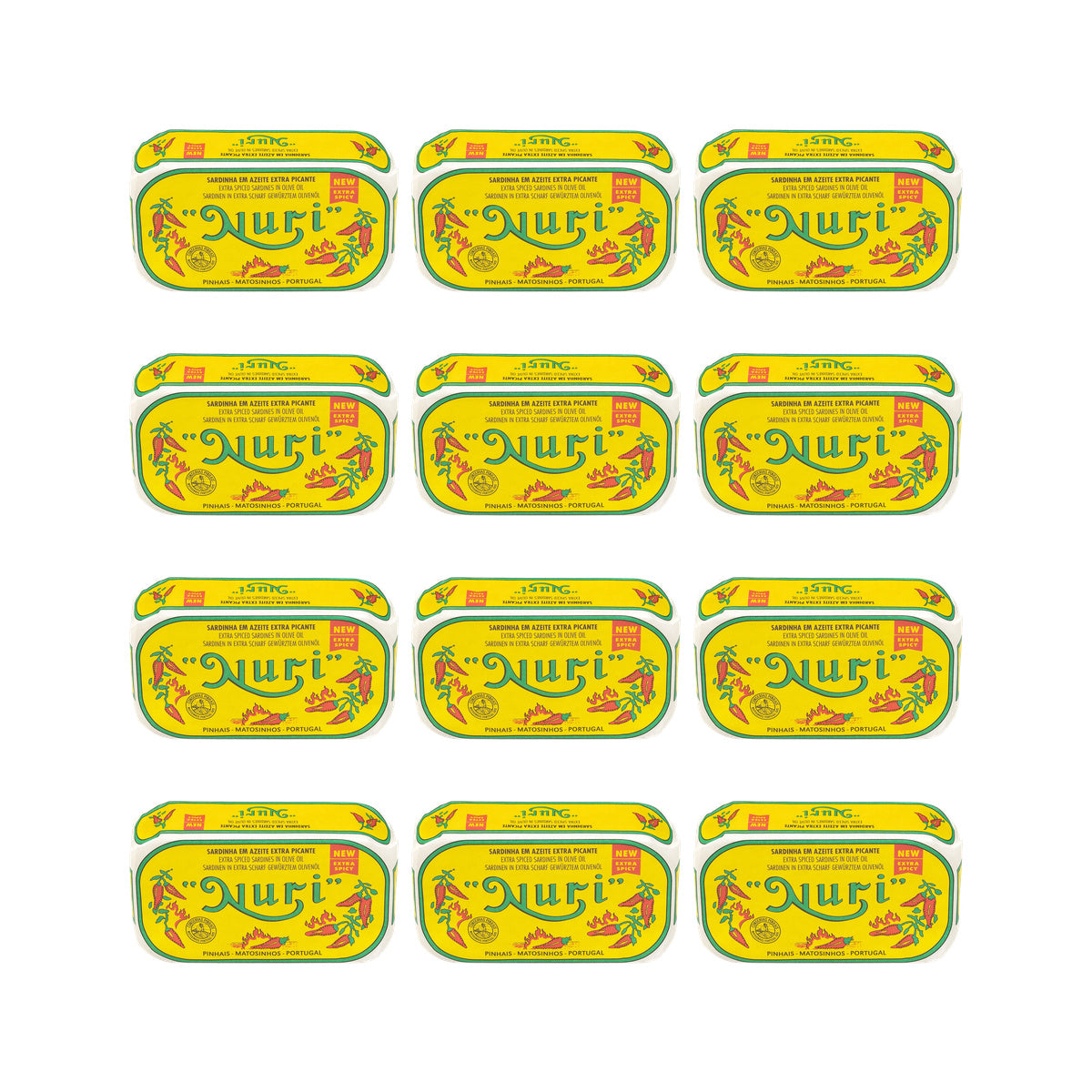 Nuri Sardines in Olive Oil Extra-Spicy 125g — 12 matching tins