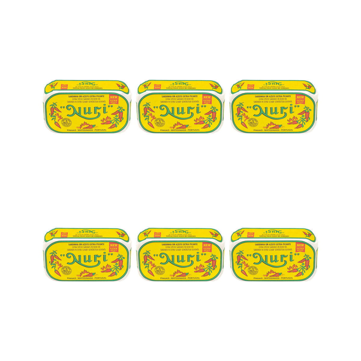 Nuri Sardines in Olive Oil Extra-Spicy 125g — 6 matching tins