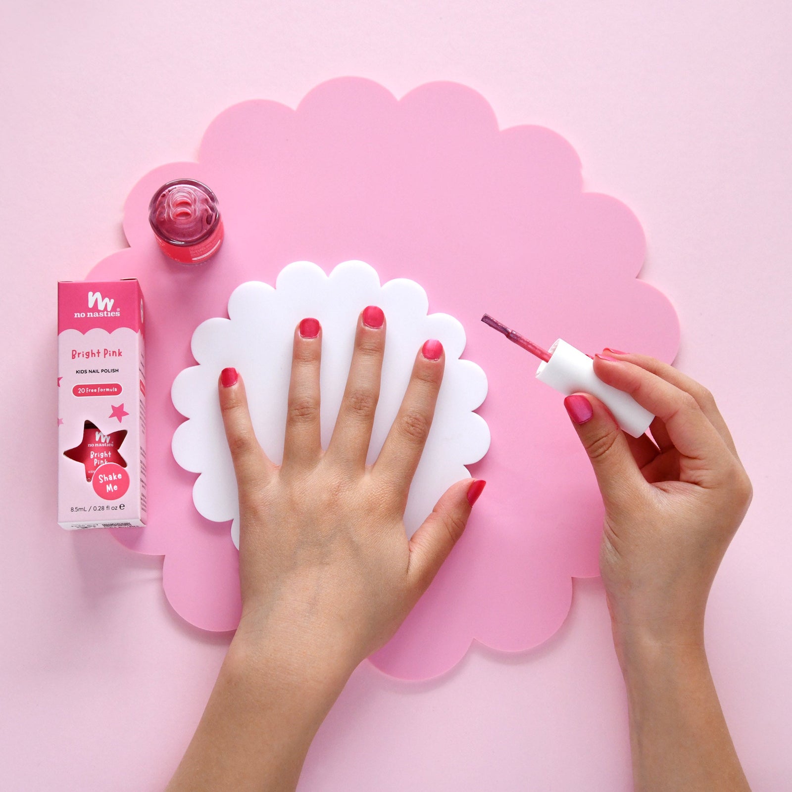 No Nasties Kids Water-Based Nail Polish Bright Pink 8.5ml lifestyle image 2