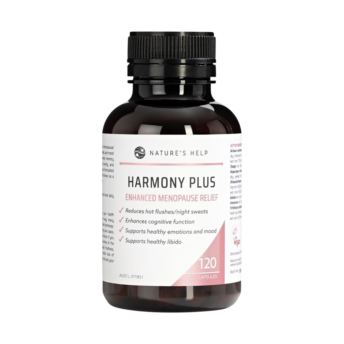 Nature's Help Harmony Plus Enhanced Menopause Relief 120 Caps