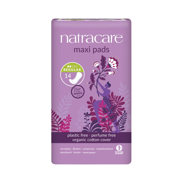 Natracare Maxi Pads Regular with Organic Cotton Cover 14 Pack