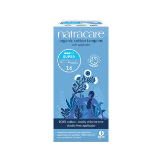 Natracare Organic Cotton Tampons Super with Applicator 16 Pack