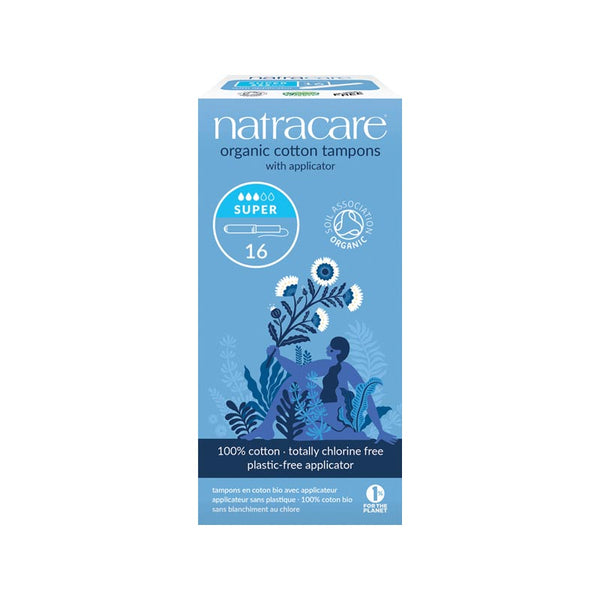 Natracare Organic Cotton Tampons Super with Applicator 16 Pack