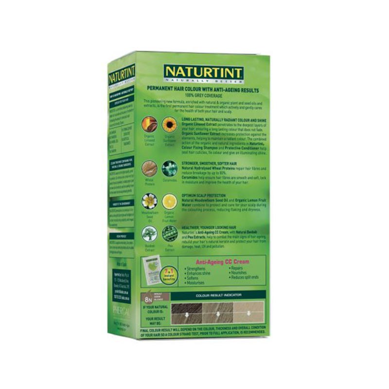 NaturTint Wheat Germ Blonde 8N 155ml back label