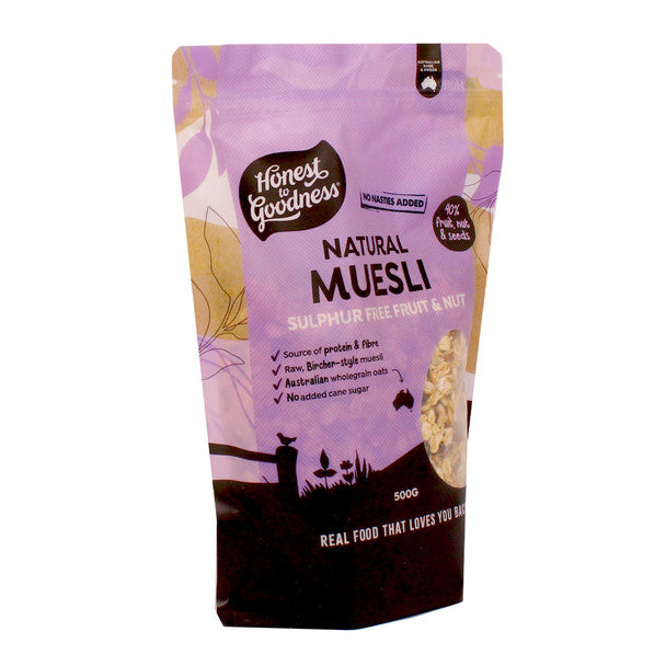 Honest to Goodness Sulphur Free Fruit & Nut Natural Muesli 500g