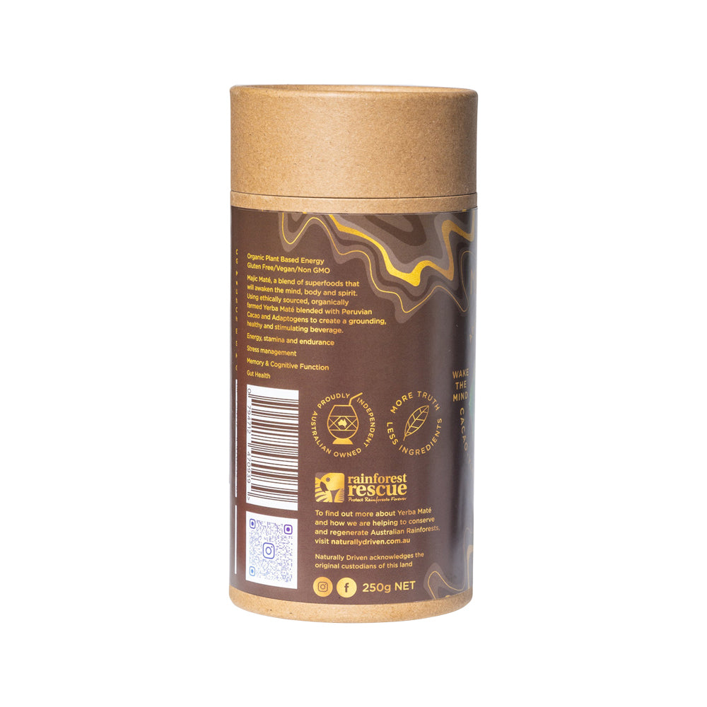 Naturally Driven Organic Adaptogenic Latte Majic Mate Cacao (Yerba Mate Reishi & Spices) 250g