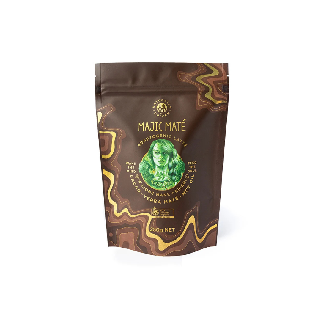 Naturally Driven Organic Adaptogenic Latte Majic Mate Cacao (Yerba Mate Reishi & Spices) 250g