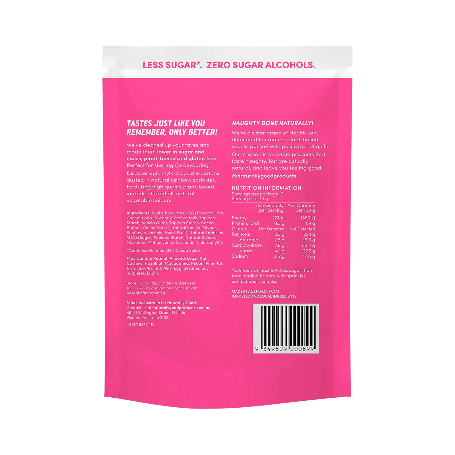 Naturally Good Mylk Zillions 50% less sugar 135g