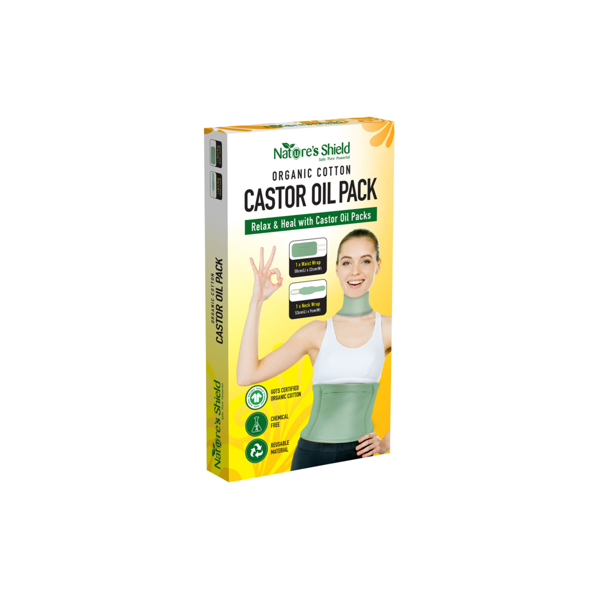 Natures Shield Organic Cotton Castor Oil Pack Waist Wrap + Neck Wrap product image