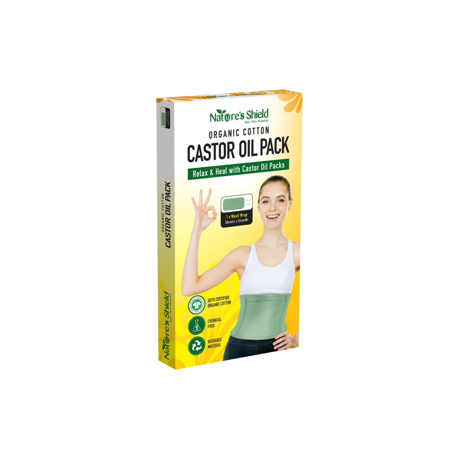 Natures Shield Organic Cotton Castor Oil Pack Waist Wrap product image