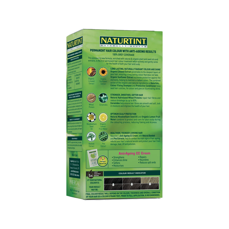 NaturTint 5N Light Chestnut Brown 155ml back label