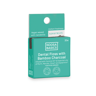 Noosa Basics Spearmint Dental Floss with Activated Charcoal 35m
